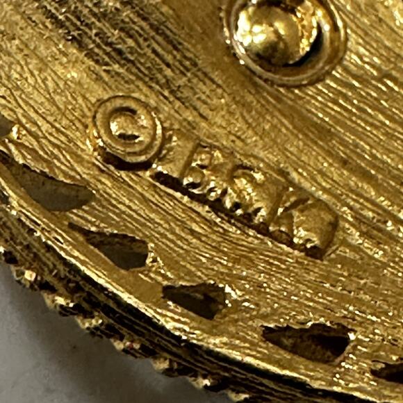 Vintage BSK Brooch Signed Gold Tone Double Leaf Mid Century Modern - Picture 6 of 6